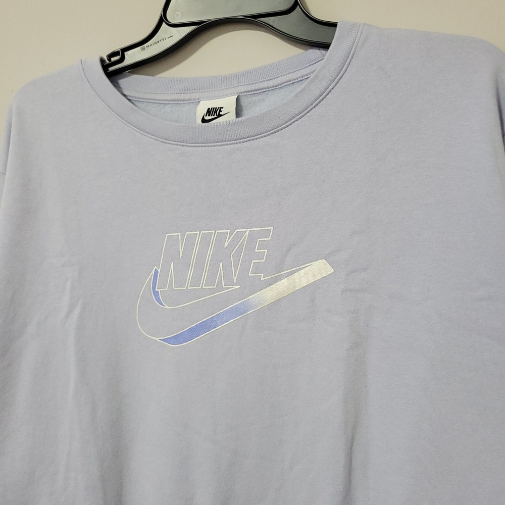 Nike Sportswear Sweatshirt Womens L Lavender Logo Crewneck Fleece Pullover